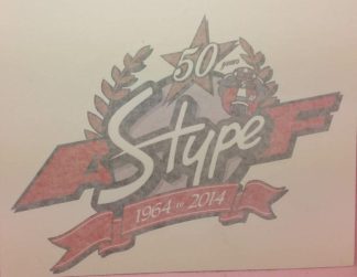 LARGE GRAPHIC 'S' TYPE 50TH ANNIVERSARY TYPE 1 STICKER