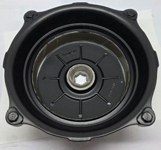 REAR HUB IN BLACK POWDERCOAT UNI WITH CONE AND STUDS LONG AF STUDS FITTED