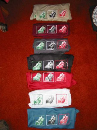 T SHIRT 3 SCOOTERS BROWN, MAROON, GREY, BLACK, RED, WHITE AND BLUE