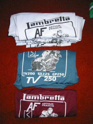 T SHIRT TV250 'S' TYPE 50TH ANNIVERSARY WHITE, BLUE, OR MAROON