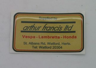 ARTHUR FRANCIS JELL STICKER SUPPLIED BY