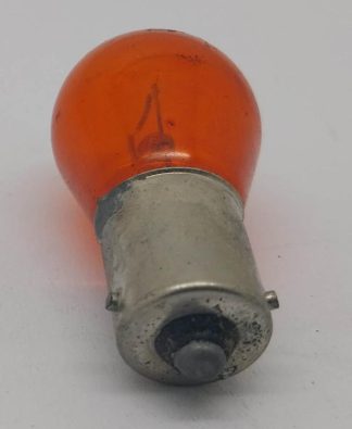 ORANGE INDICATOR BULB 12 VOLT 21W BA15S CONTACTS 12 O'CLOCK, 5 O'CLOCK