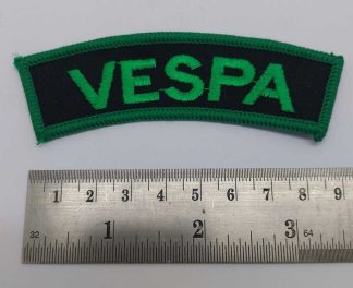 VESPA PATCH GREEN ON BLACK 2.5 X 10 CM APPROX