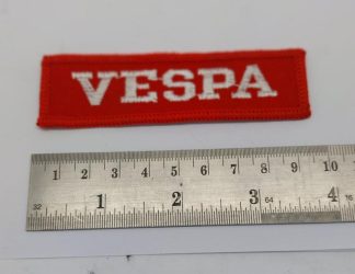 VESPA PATCH WHITE ON RED 2.5 X 10CM APPROX