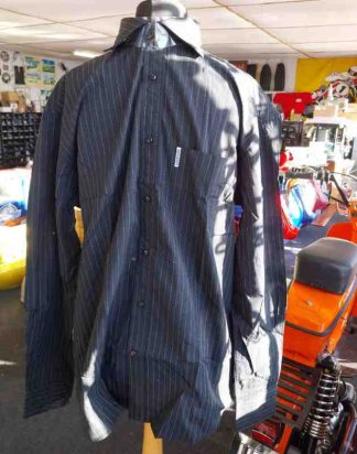 LAMBRETTA L/S MENS SHIRT 5896 BLACK WITH WHITE STRIPES 100% COTTON XL
