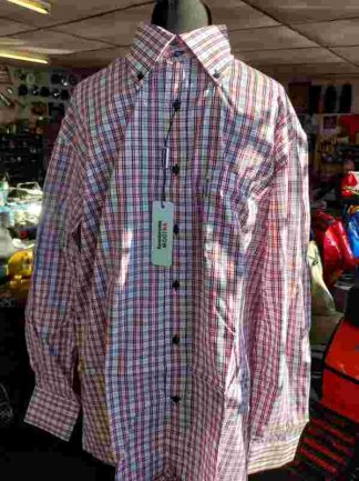 LAMBRETTA L/S MENS SHIRT 5872 RED CHECK 100% COTTON STIPULATE SIZE (L/XL)