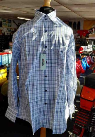 LAMBRETTA L/S MENS SHIRT 5872 BLUE CHECK 100% COTTON SIZE XL