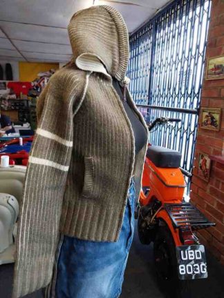 LAMBRETTA ZIP HOOD JUMPER 6844 OLIVE 100% WOOL STIPULATE SIZE (8/10/12)