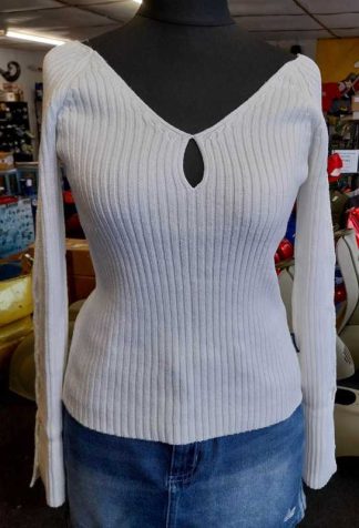 LAMBRETTA VNECK JUMPER 6981 WHITE 100% COTTON SIZE 14