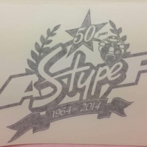 Large Graphic 'S' Type 50Th Anniversary Black And White Sticker