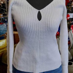 Lambretta Vneck Jumper 6981 White 100% Cotton Size 14