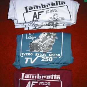 T SHIRT TV250 'S' TYPE 50TH ANNIVERSARY WHITE, BLUE, OR MAROON